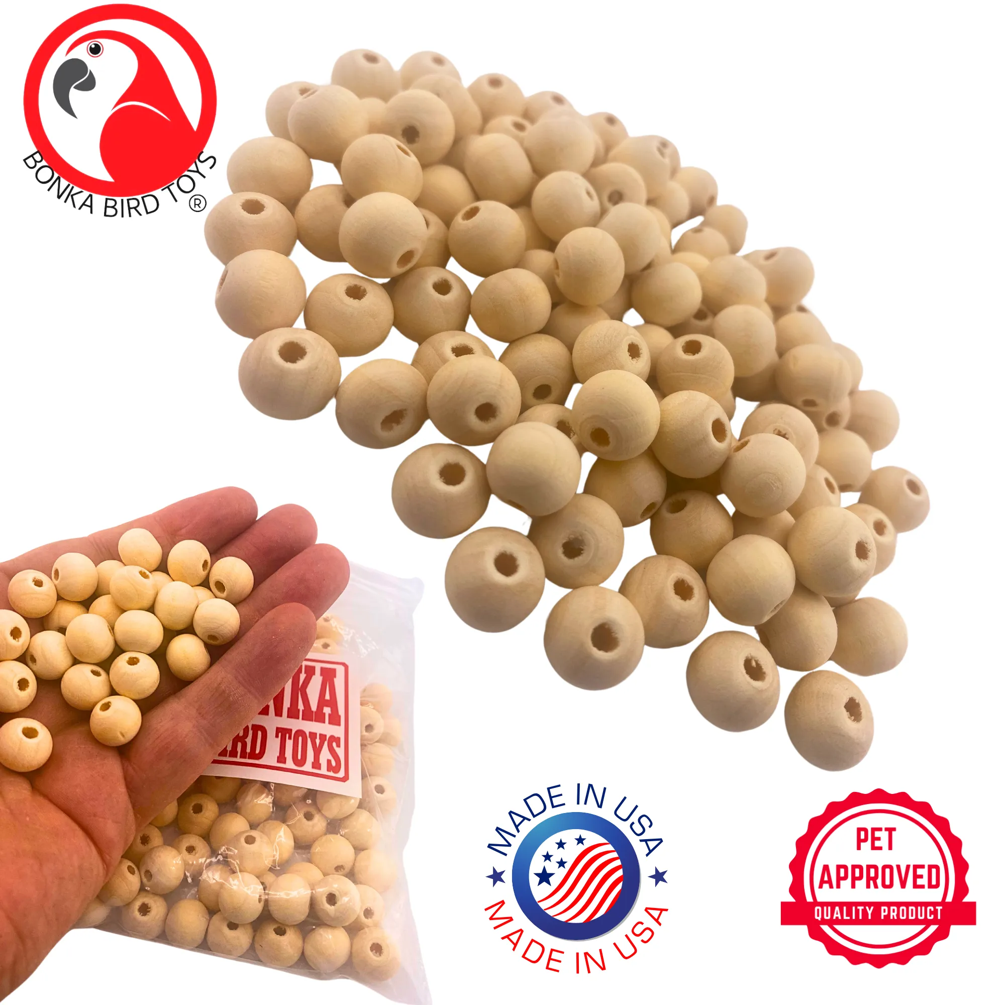 1249 Pk100 Wooden Pre-Drilled Beads