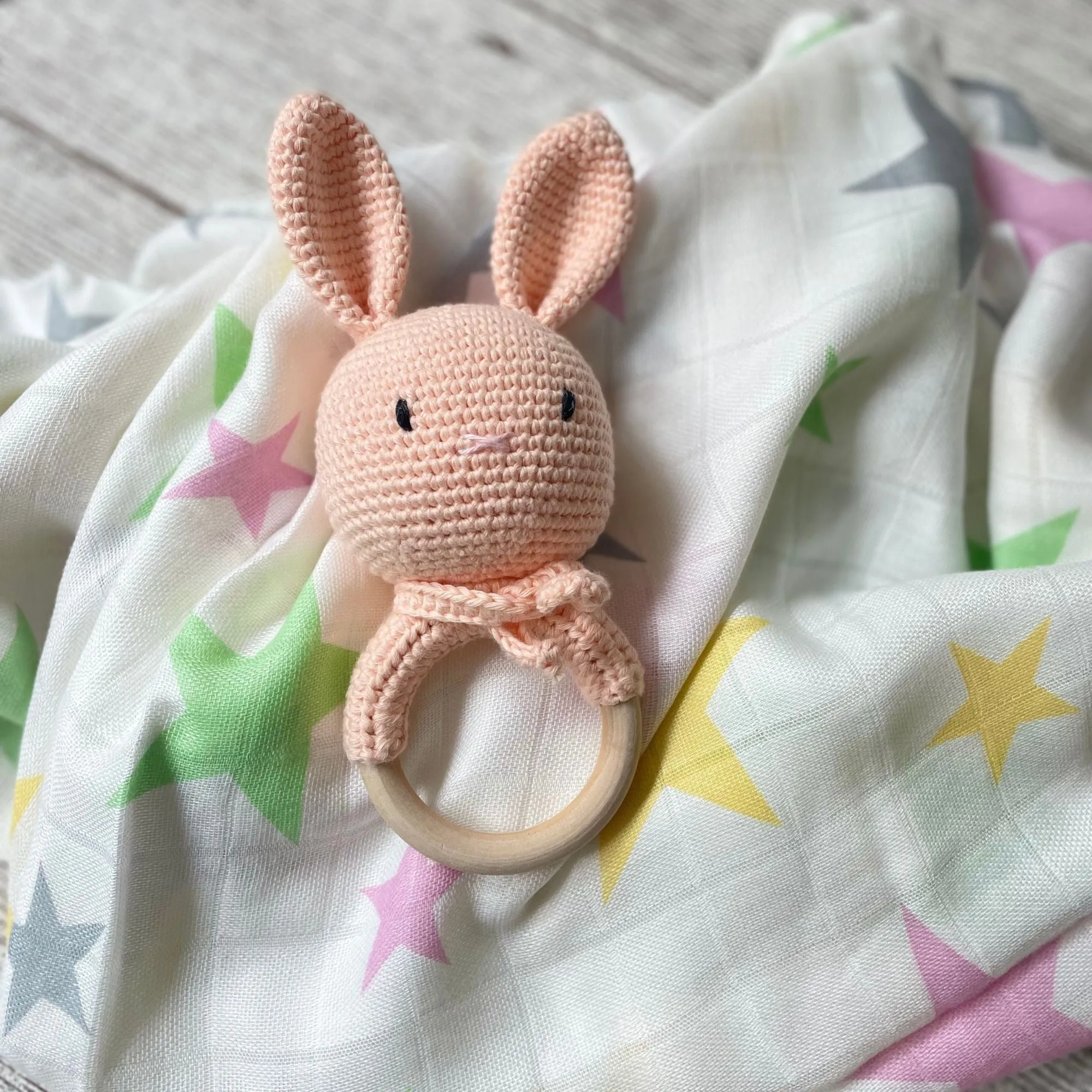 Pinky Rattle & Teether Rabbit Organic Toys